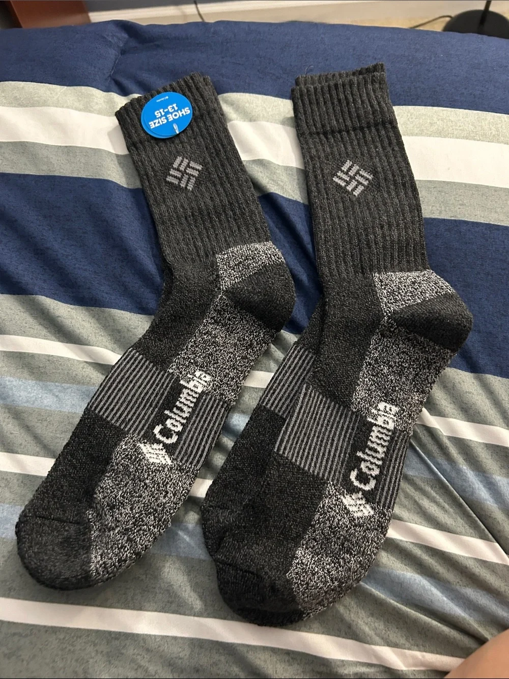 Columbia Men's Black & Gray Cushioned Crew Athletic Socks